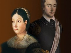 Alice and Robert,  an image inspired by the paintings of artists of the time - Anguissola, Ghirlandaio, Hilliard and an unknown artist