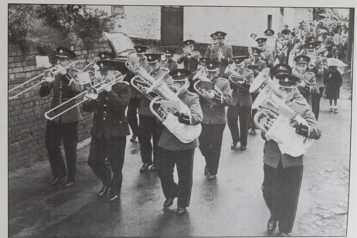 Band marching in Gas Street
