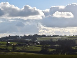 View from Concrete Road footpath across to Culworth Grounds Farm and Lower Thorpe