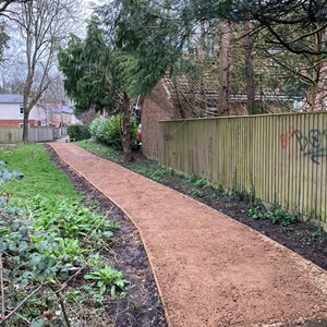 The upgraded footpath between The Dell & Mount Pleasant, March 2021