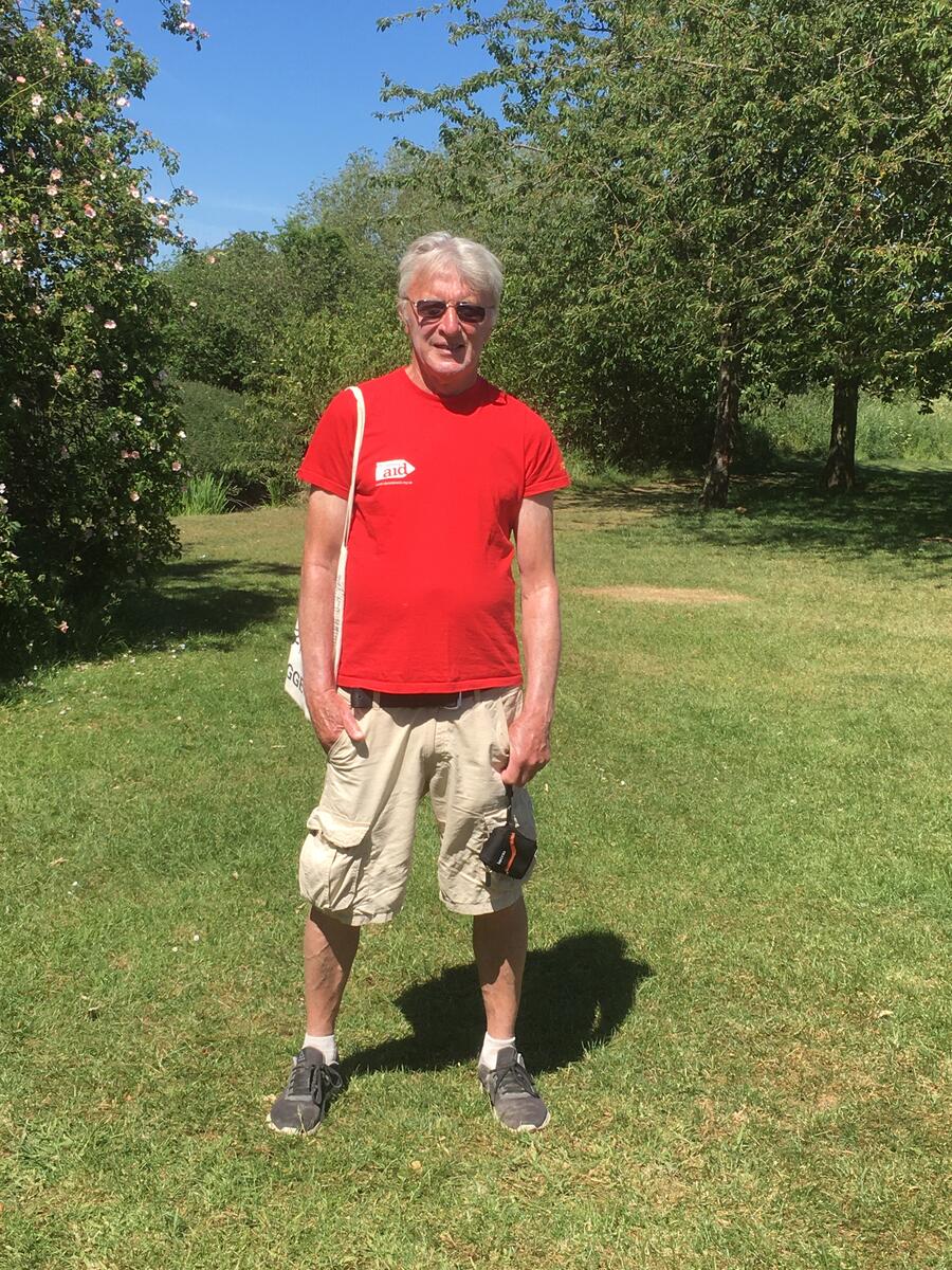 John Hindson on his walk John Hindson on his walk