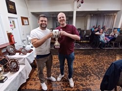 Stockton and Middlesbrough Carpet Bowls Pairs Winners Elliott Holmes and Mathew Stracey