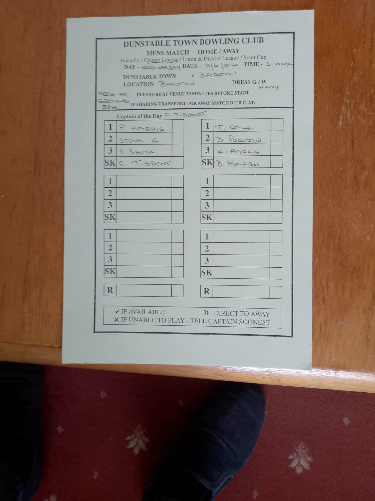 3/6/26 AWAY TO BARTON 6.00PM