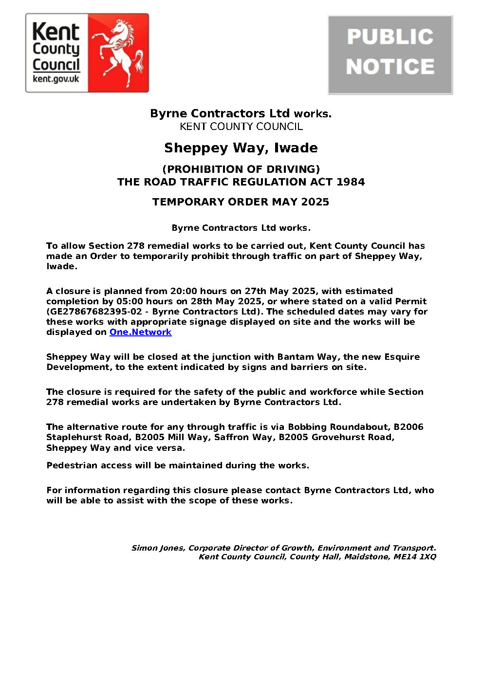Update Please note, these works will now be taking place from 20:00 hours on 20th June 2025, with estimated completion by 05:00 hours on 21st June 2025. Update Please note, these works will now be taking place from 20:00 hours on 20th June 2025, with estimated completion by 05:00 hours on 21st June 2025.