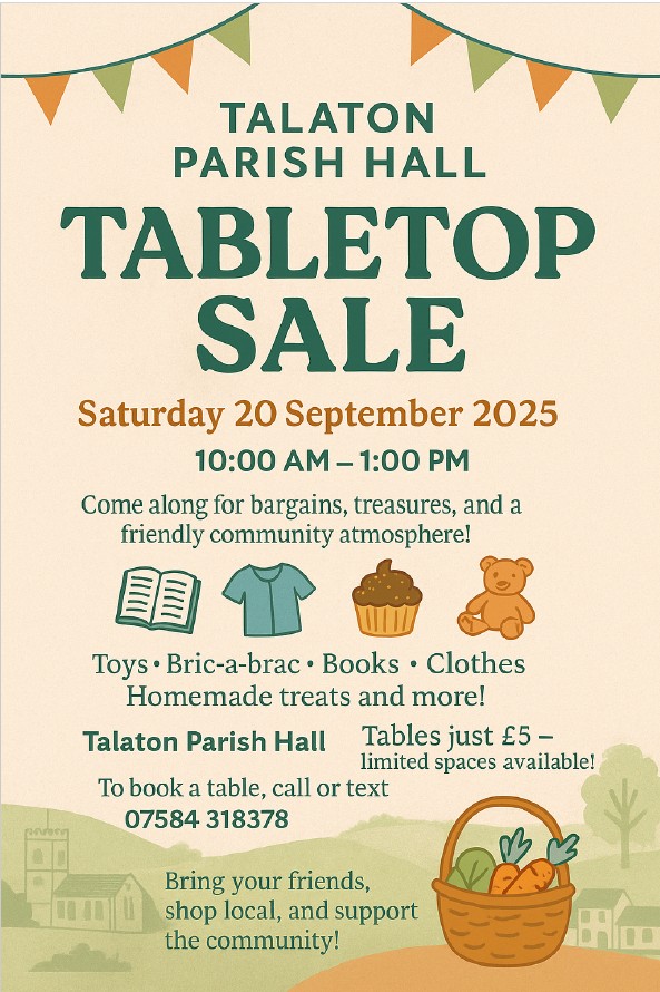 Talaton Parish Hall Table Top Sale