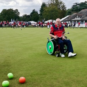 Margaret Smith MBE Shield: North team captain Colin Wagstaff in action during the match.