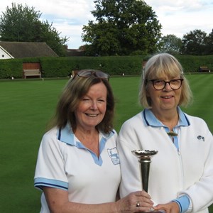 Una Harman, winner of the Gower Cup, with opponent Irene O'Brien