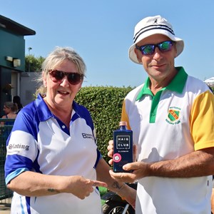 Rita Downs with spider winner Dave Pusch, from Wittering