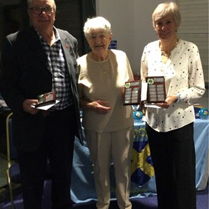 David Richardson, Beryl Birch, Sue Swain Club Triples winners