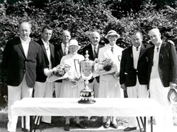 Handcross Bowling Club have won a very handsome trophy, and the ladies have also received bouquets, circa 1960.