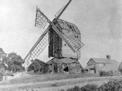 Two windmills stood at the top of the hill. This is the wooden windmill, the other was built of brick/stone