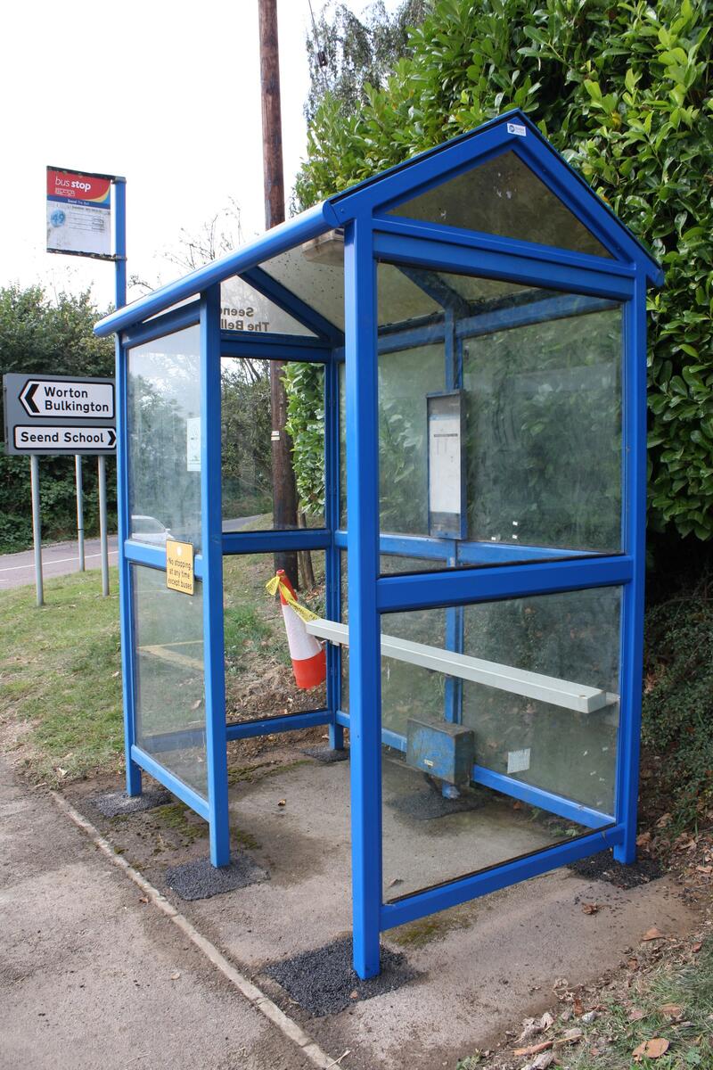 Repaired bus shelter eastbound Seend