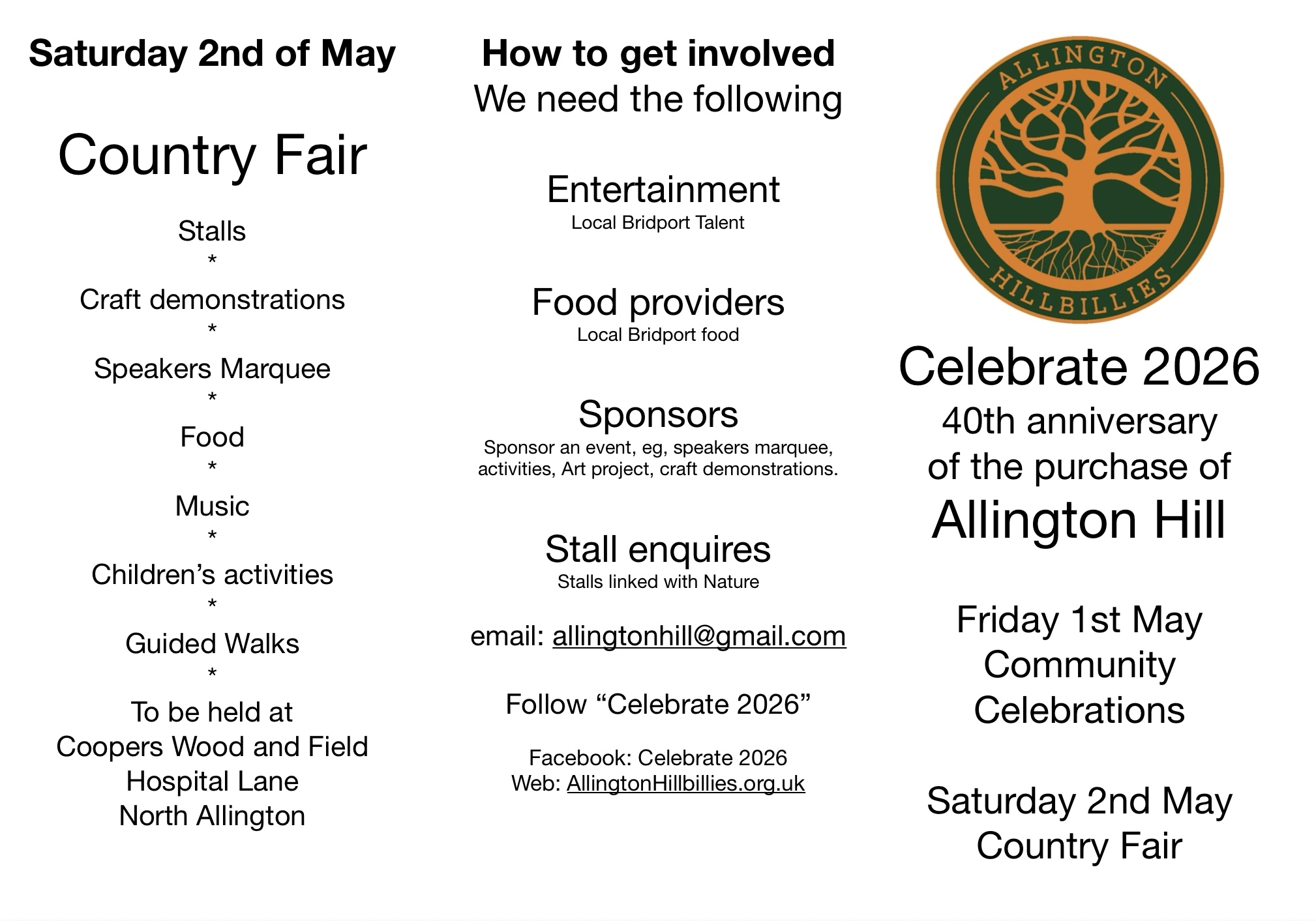 Outline plans for events Outline plans for events