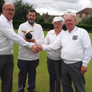 Open pairs winners Richard Lambert & Jonny Abbott with runners up Cathy & John Mitchell