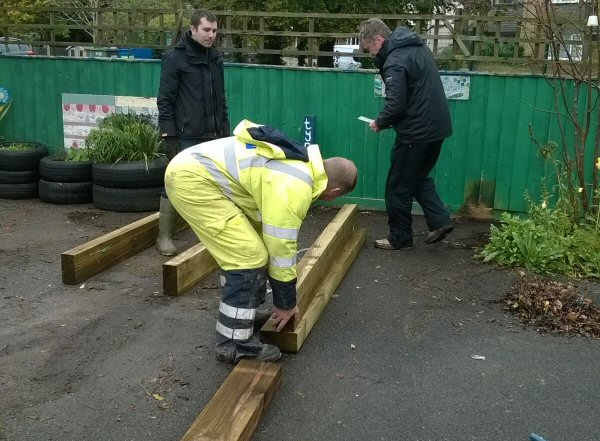 Creating raised beds for local school Creating raised beds for local school