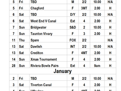 Mid Devon Indoor Bowls Fixtures