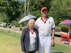Handicap Singles Champion 2025 Paul Knight with Brenda Webb Vice President