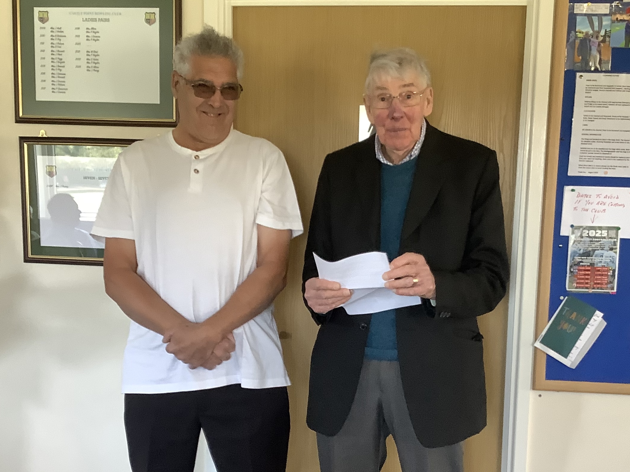 Bob Pashley, Club Secretary, gave one of his usual amusing speeches with many anecdotes of Chris' time at the Club Bob Pashley, Club Secretary, gave one of his usual amusing speeches with many anecdotes of Chris' time at the Club