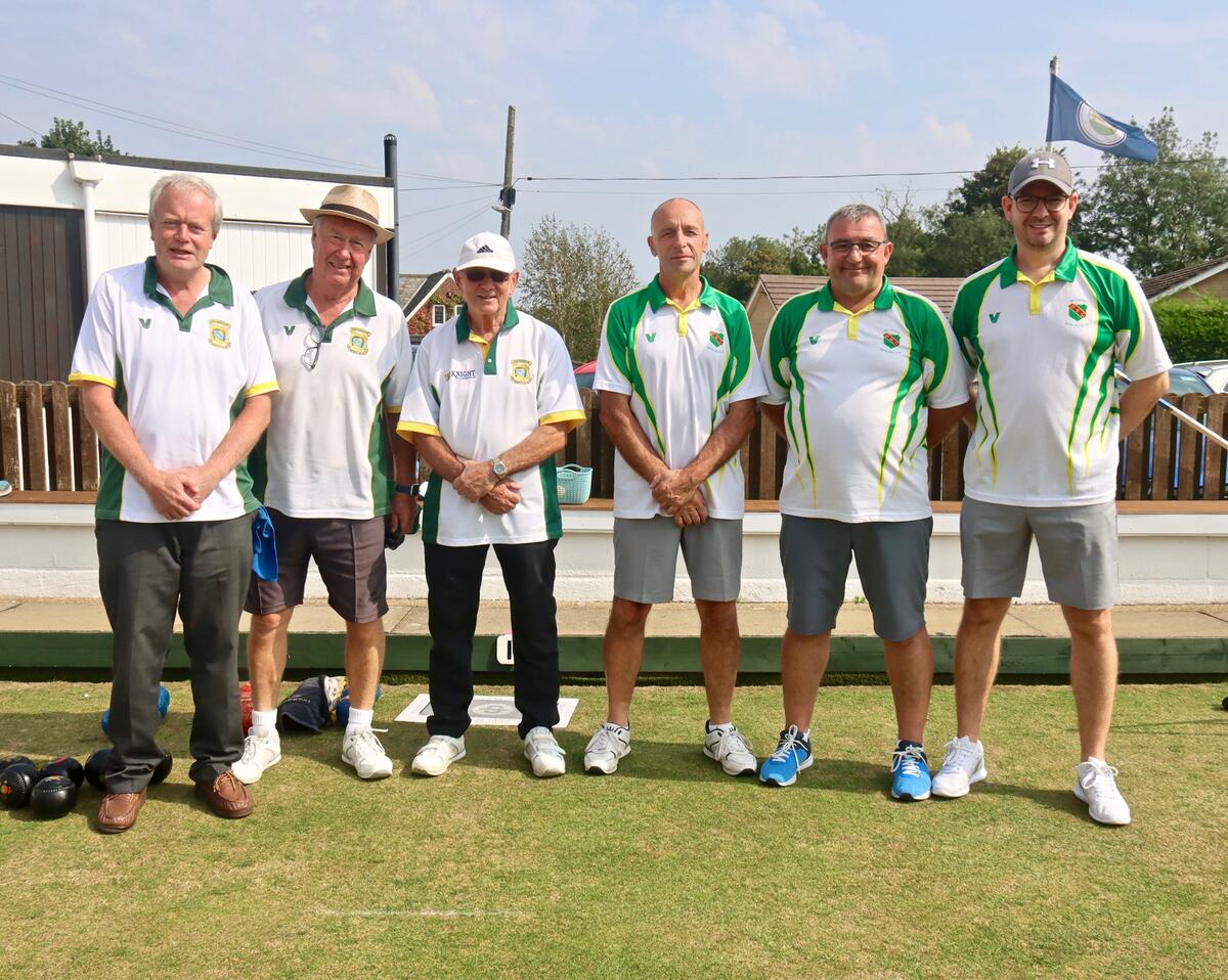 President's Triples finalists: Empingham (Jonathan Corby. Bernard Crouch, Malcolm Mann) and Wittering (Dave Pusch, Ally McNaughton, Mike Anderson).