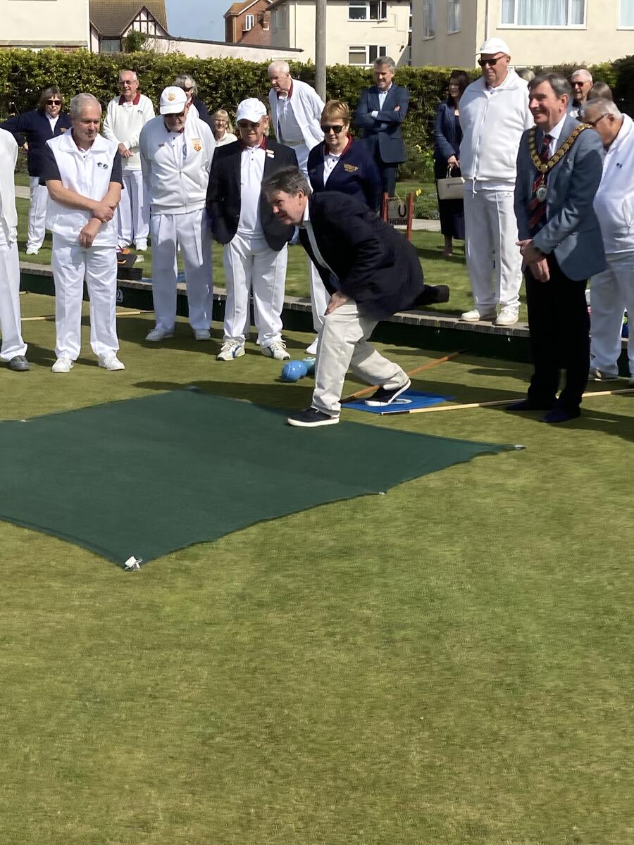 Tendring CEO Ian Davidson rolls the first bowl of our Centenary Year