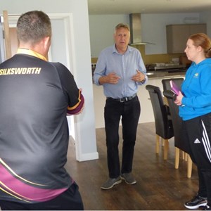 Ian explaining the vision Sports4fitness has for Disabilty sports at Fernie fields in this newly refurbished facility