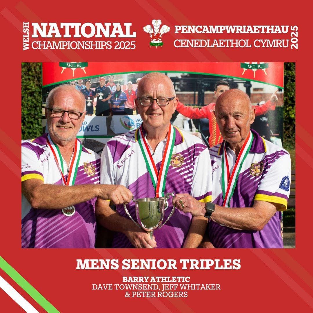 2025 Welsh Triples Champions - Dave Townsend, Peter Rogers, Geoff Whittaker