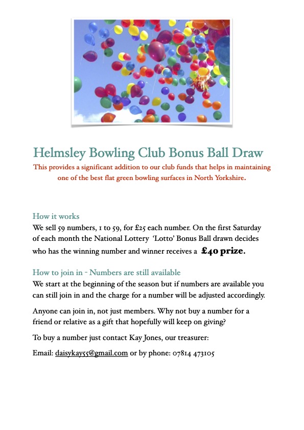 Helmsley Bowling Club Bonus Ball