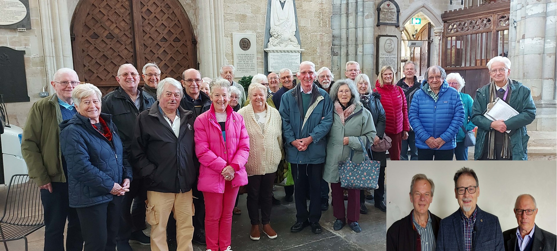 Probus Cathedral visitors and Inset - Speaker David Hinchcliffe (Tinpot & the Spy) with Terry Jackson & Bruce WattMay meeting