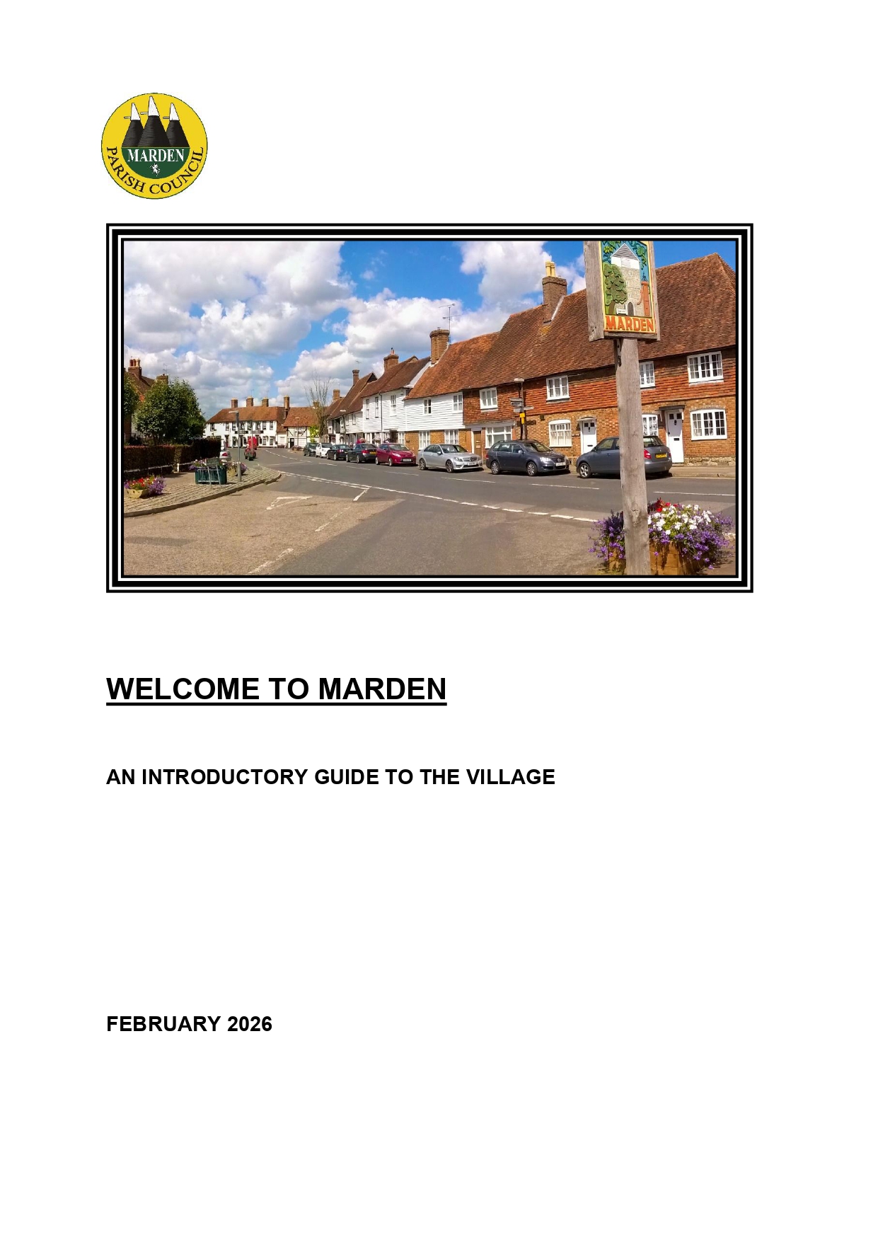 Front page of Marden Welcome Pack