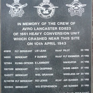 The inscription on the Lancaster Bomber Memorial