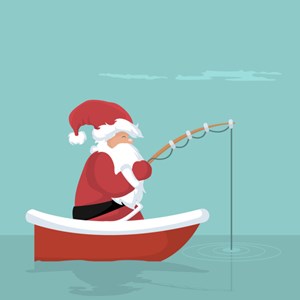 Santa fishing for our supper