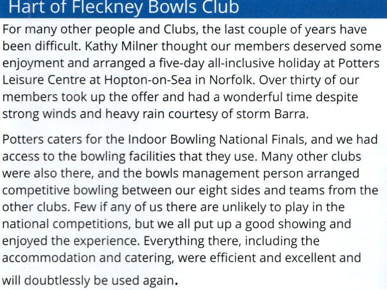 Hart of Fleckney Bowls Club Potters 2021