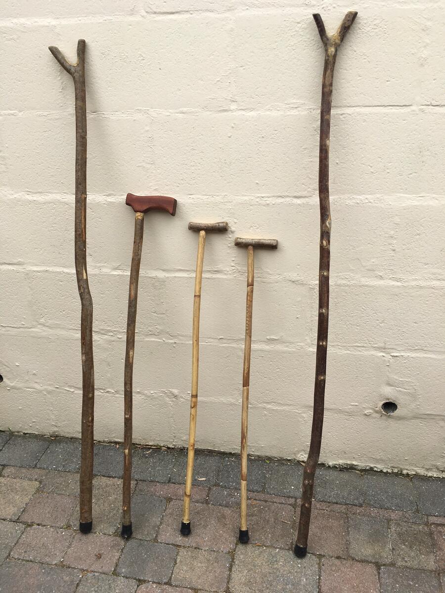 Walking sticks and Thumb sticks made from various woods.