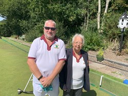 Novice Singles Champion 2025 Martin Howard with Brenda Webb Vice President
