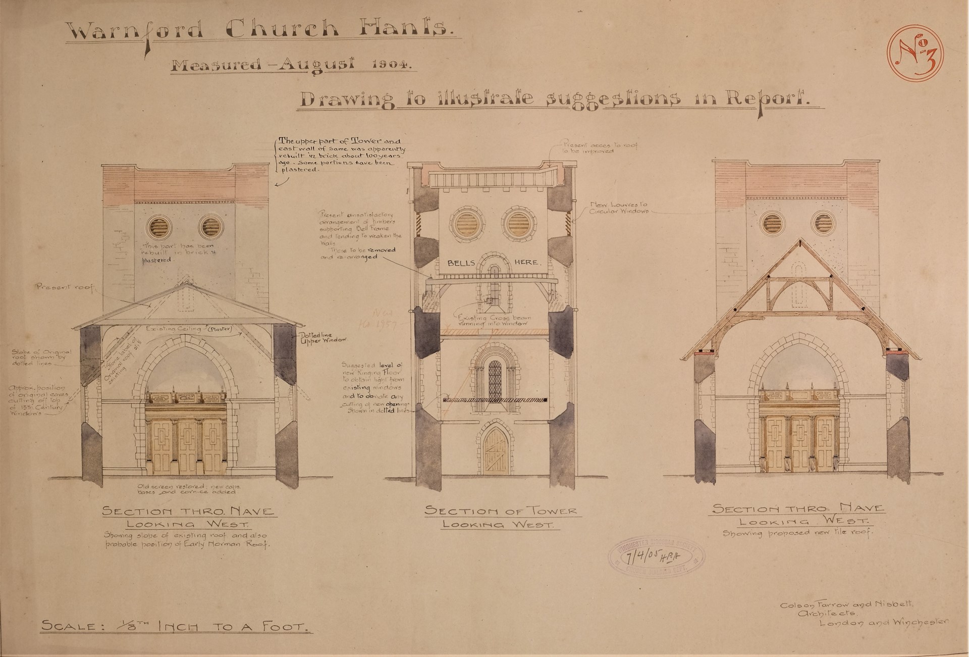 August 1904 Plan of Church Renovation. Plan No 3.