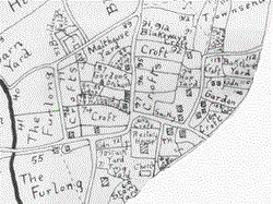 1841 Map of Withington Field Names, showing centre of the village.  From the 1981 Withington & District WI Domesday Book