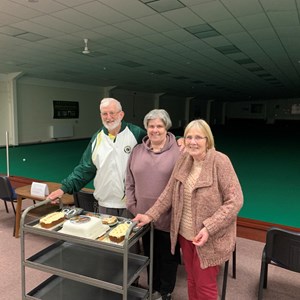 Gordon Edgar Celebrating His 80th Birthday with his Wife Jacquie and Daughter Hazel.  After the League match against Risbygate 12th June 2024.