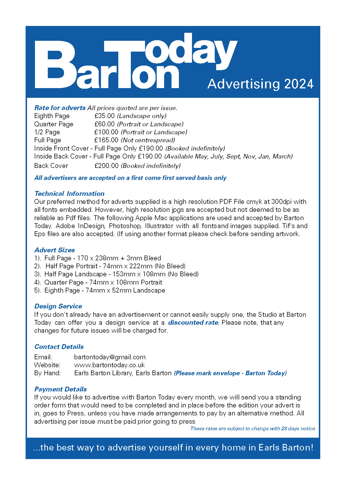 Barton Today Advertising Rates 2022
