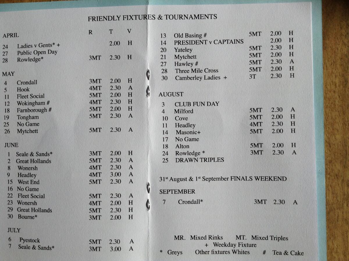 Fleet United Bowling Club Club Friendlies Fleet United Bowling Club Club Friendlies