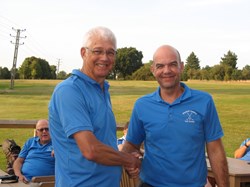 Stephen eventually receives his nearest the pin prize that he won at Test Valley in May