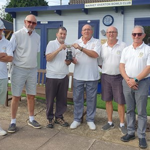 Triples ruuners up (L - R) James Murphy, Jeff Wilcox Smith & Jonny Abbott with winners David Semple, Richard Lambert & Kevin Thomas