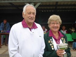 Andrea with the Rose Bowl