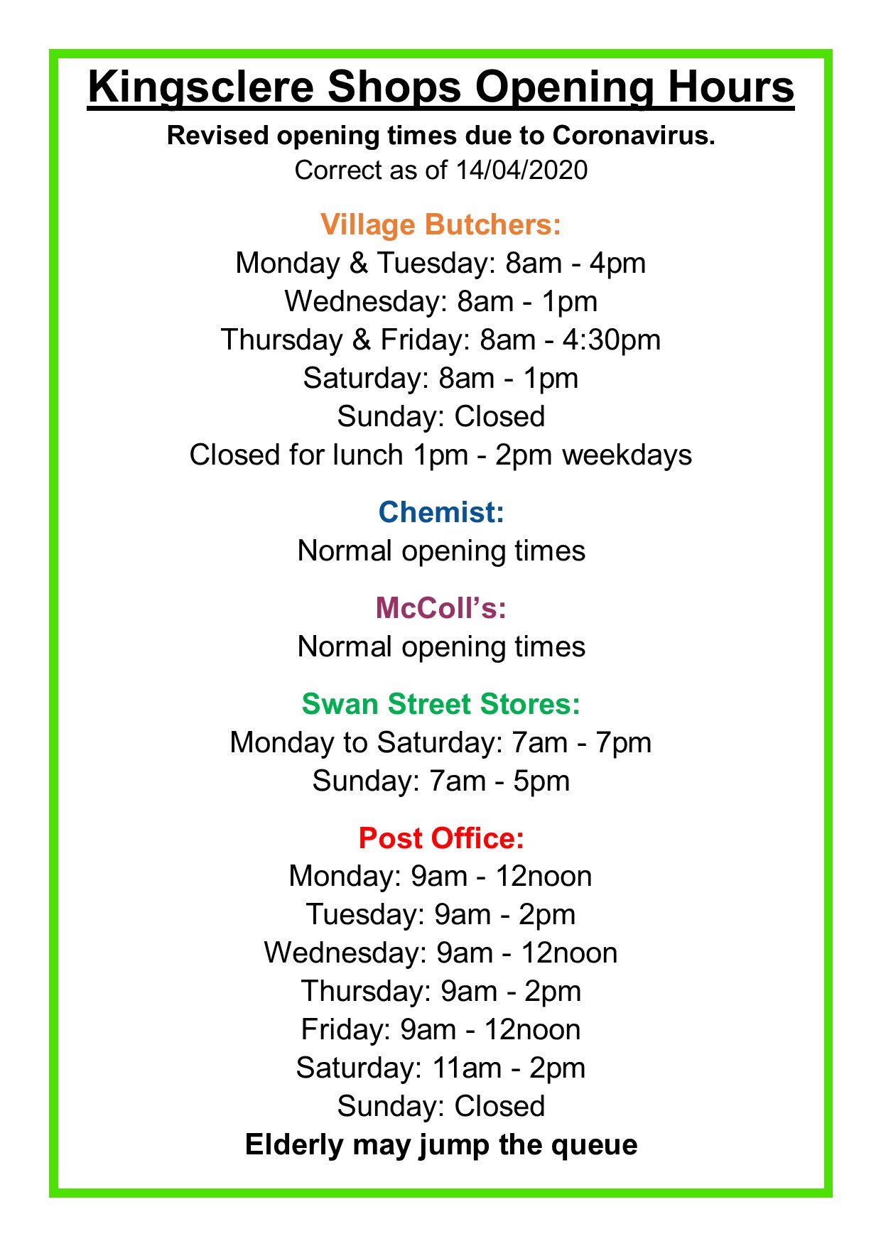 Kingsclere Shops Opening Hours Kingsclere Shops Opening Hours