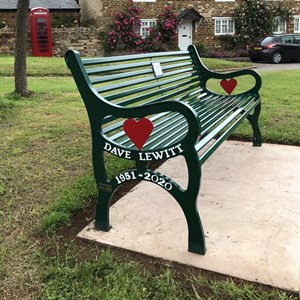New bench on The Green, installed June 2021.
