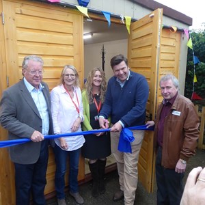 James Heappey MP opening the Wells Shed (Martin Curran - Frome Shedder, (Wells Shed Chair) on the right