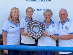Marion Brusselen, Anne Slade, and Diann Howell with Ken Norris