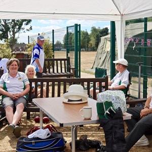 Stamford Town players relaxing between matches.