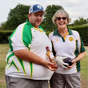 President James Henderson with spider-winner Sue Richardson from Carlby.