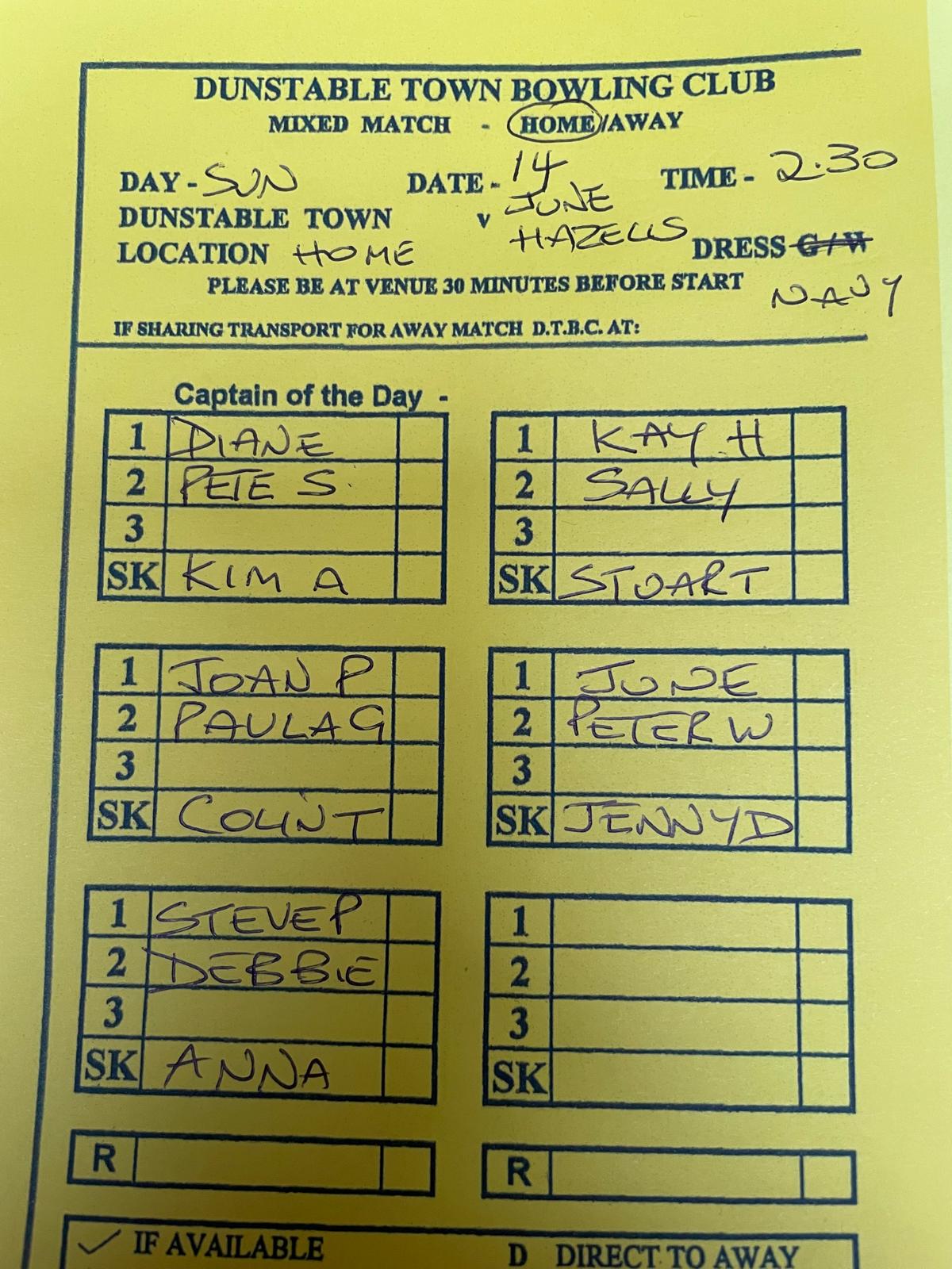 Away to Hazel's 14/6/26 - 2.30pm