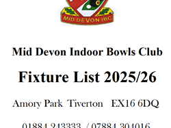 Mid Devon Indoor Bowls Fixtures